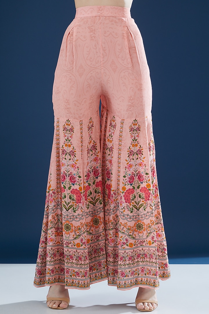 Pink Crepe & Georgette Digital Printed Party Wear Sharara Set by NIRRAAMYAA at Pernia's Pop Up Shop