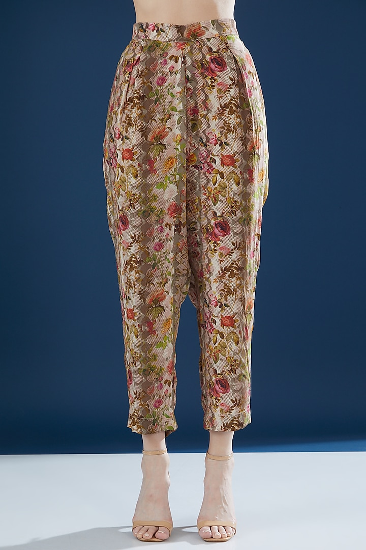 Multi-Colored Crepe Printed & Embroidered Kurta Set by NIRRAAMYAA at Pernia's Pop Up Shop