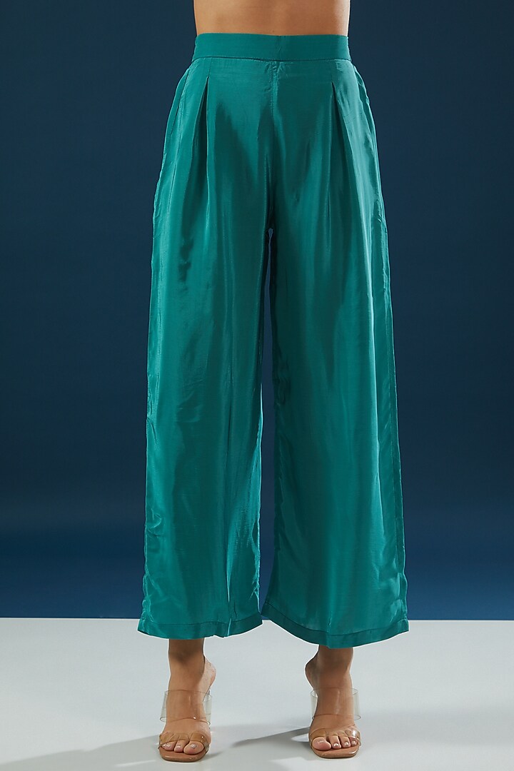 Blue Crepe & Georgette Printed Kurta Set by NIRRAAMYAA at Pernia's Pop Up Shop