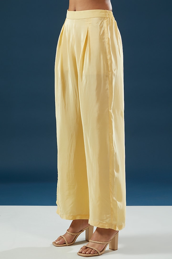 Lime Yellow Crepe & Georgette Printed Kurta Set by NIRRAAMYAA at Pernia's Pop Up Shop