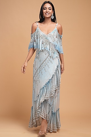 mexico beach wedding guest dress Turquoise Maxi Dress with V-Neck, Polo Lapel Collar, Short Sleeves & Airy Openwork Fabric – Beach Dress by EASY CLOTHES – One Size (Fits US 2-10) main image 1