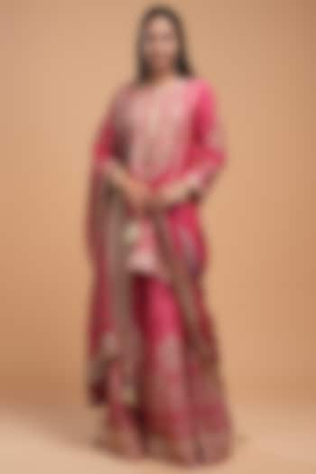 Fuchsia Chanderi Digital Printed Sharara Set by NIRRAAMYAA at Pernia's Pop Up Shop