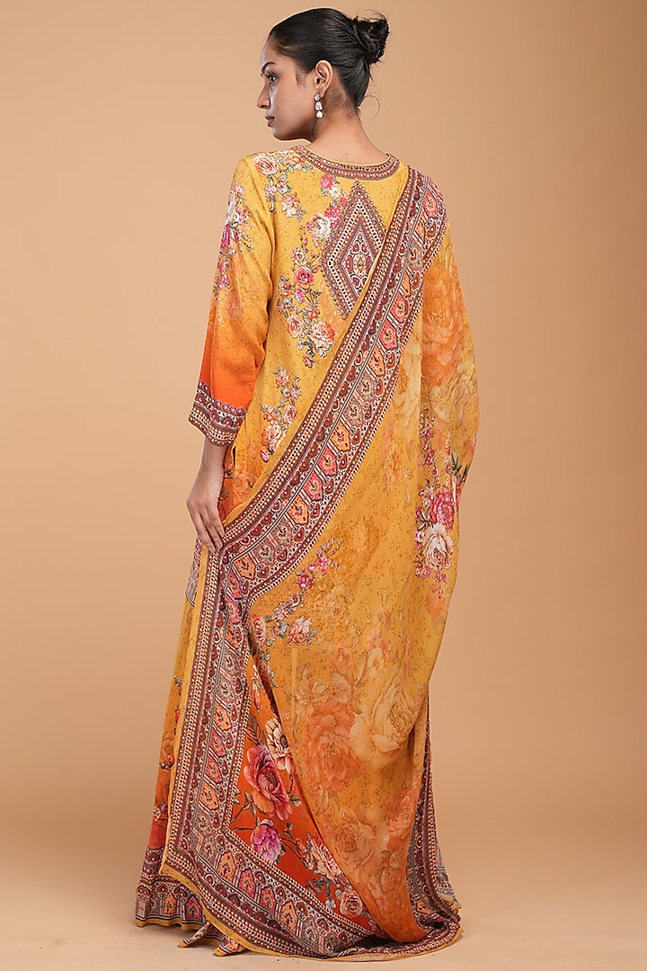 Mustard Red Crepe Digital Printed Party Wear Sharara Set by NIRRAAMYAA at Pernia's Pop Up Shop