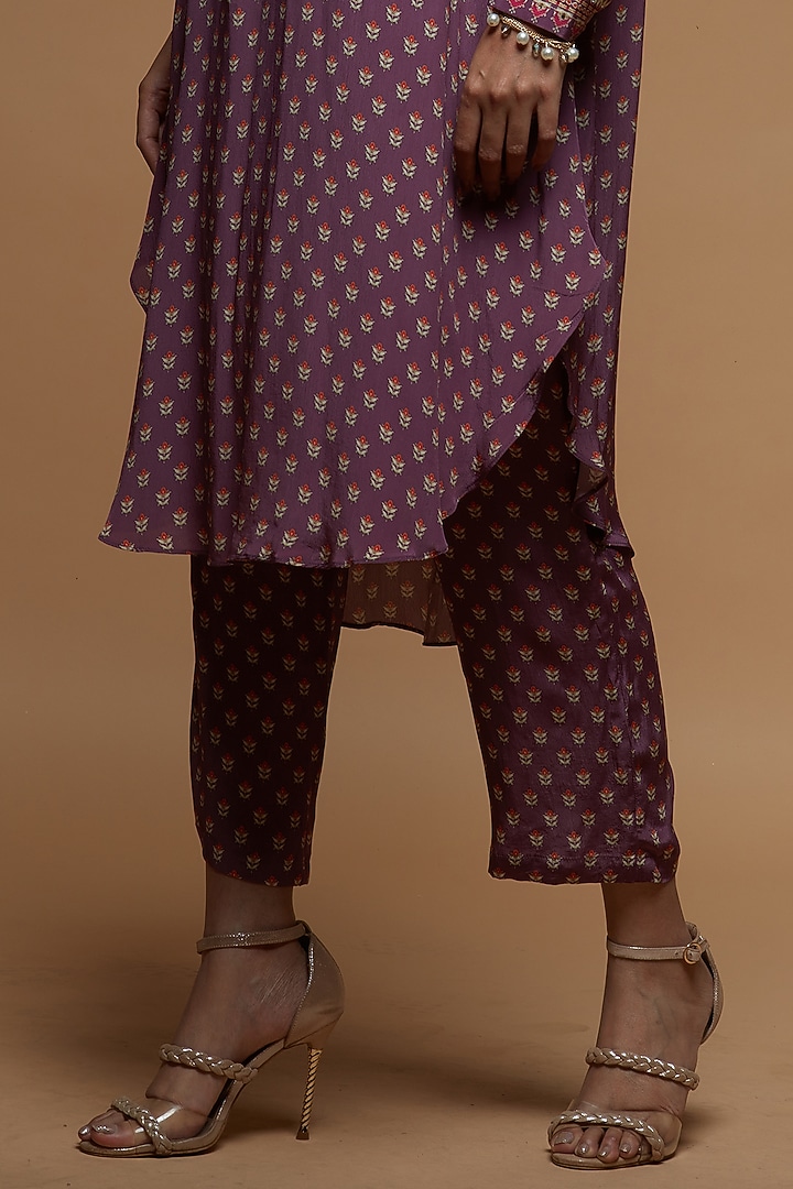 Mauve Bemberg Crepe Digital Printed Co-Ord Set by NIRRAAMYAA at Pernia's Pop Up Shop