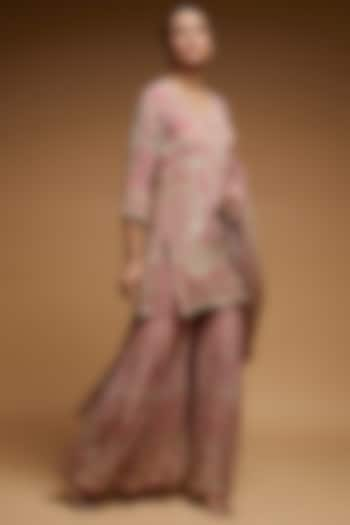 Pale Pink Bemberg Crepe Digital Printed Sharara Set by NIRRAAMYAA at Pernia's Pop Up Shop