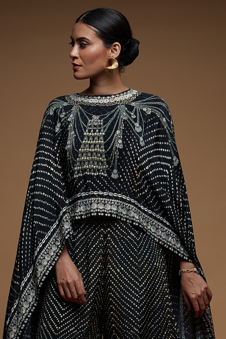 Black Bemberg Crepe Digital Printed Co-Ord Set by NIRRAAMYAA at Pernia's Pop Up Shop