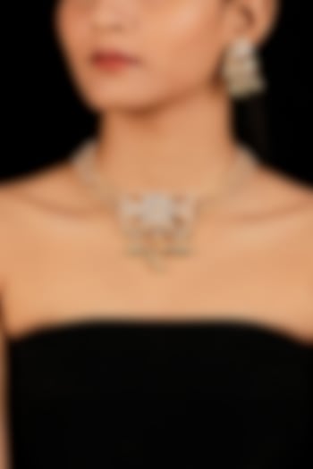 Gold Finish Pearls Choker Necklace Set by Namasya