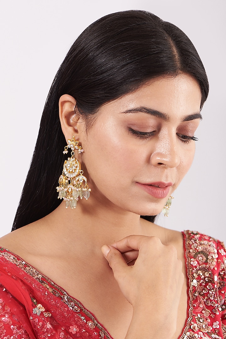 Micro Gold Finish Kundan Polki Earrings by Namasya