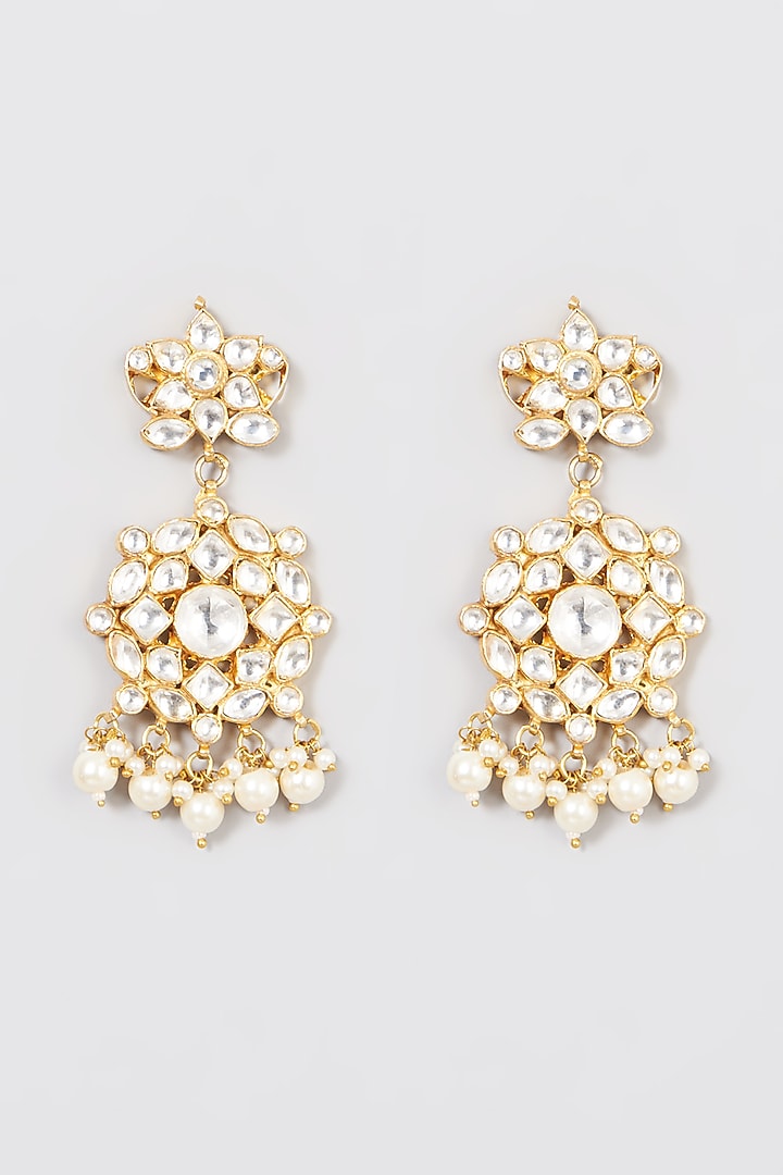 Micro Gold Finish Earrings With Kundan Polki by Namasya at Pernia's Pop Up Shop