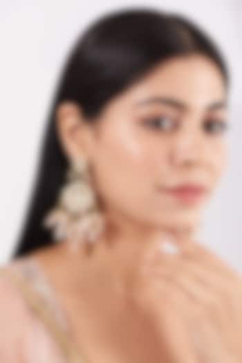 Gold Finish Rose Quartz Earrings by Namasya