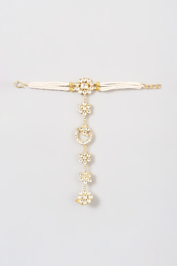 Gold Finish Pearl Hathphool (Set of 2) by Namasya at Pernia's Pop Up Shop