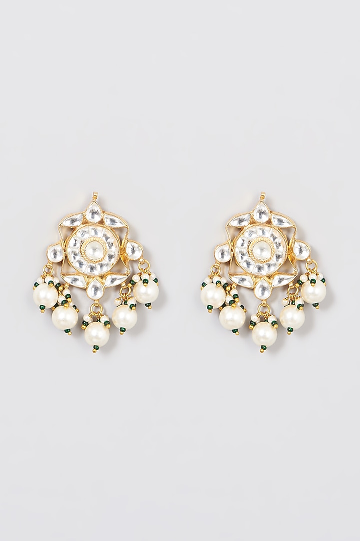 Gold Finish Pearl & Kundan Necklace Set by Namasya at Pernia's Pop Up Shop
