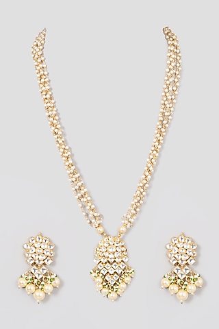 Micro Gold Finish Long Necklace Set by Namasya