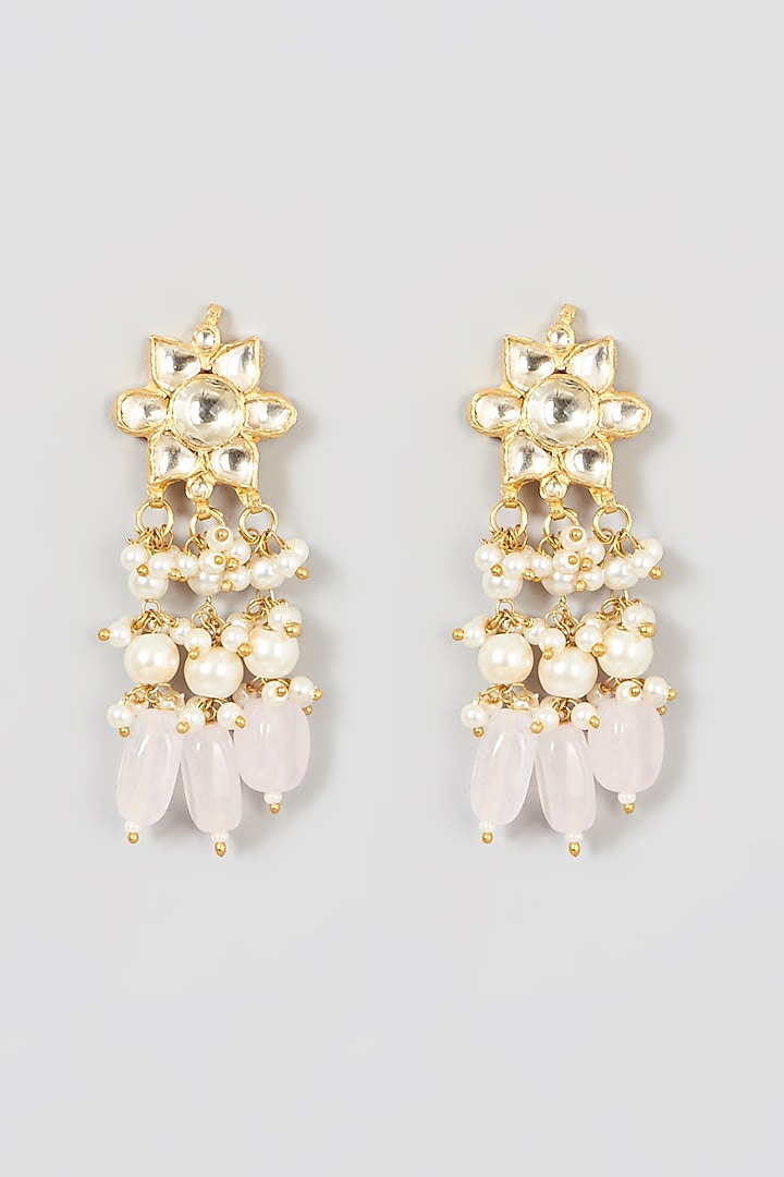 Micro Gold Finish Necklace Set With Rose Quartz by Namasya at Pernia's Pop Up Shop