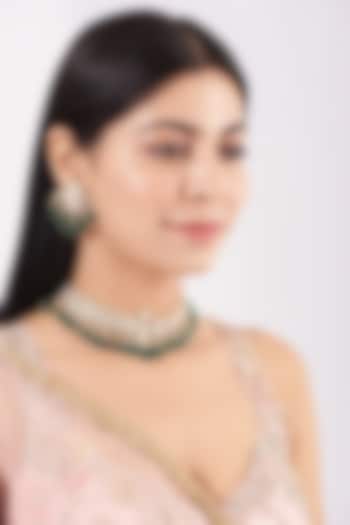 Gold Finish Green Onyx Necklace Set by Namasya at Pernia's Pop Up Shop