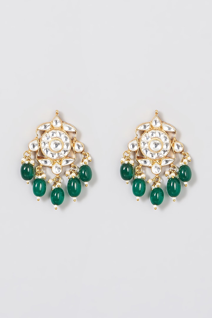 Gold Finish Green Onyx Necklace Set by Namasya at Pernia's Pop Up Shop