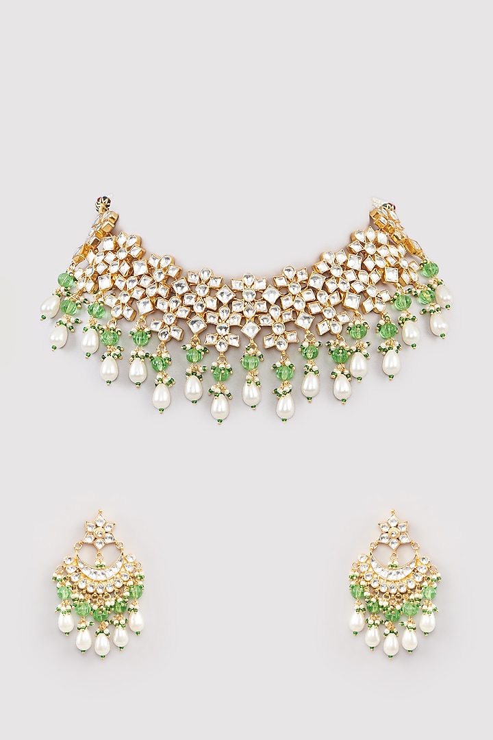 Bridal Necklace set with mint drops – Masayaa