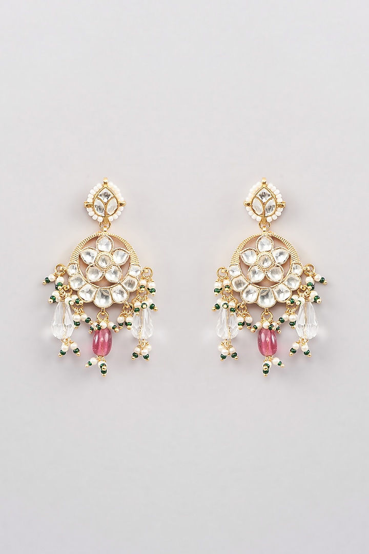 Micro Gold Finish Kundan Polki & Pink Drop Necklace Set by Namasya at Pernia's Pop Up Shop