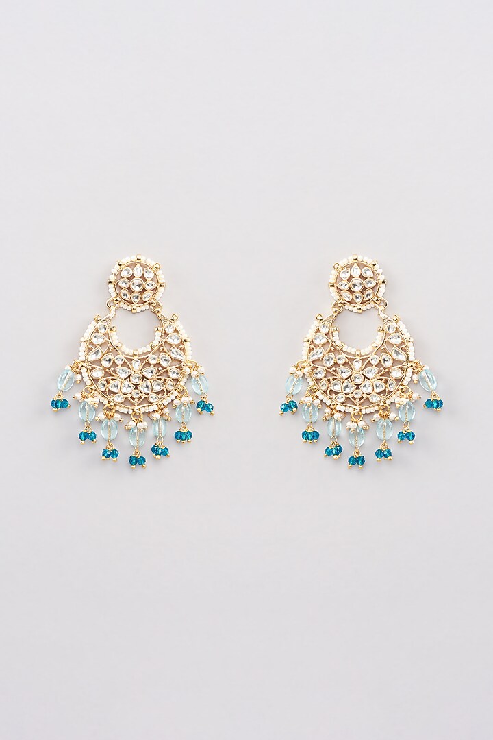 Micro Gold Finish Kundan Polki Chandbaali Earrings by Namasya at Pernia's Pop Up Shop