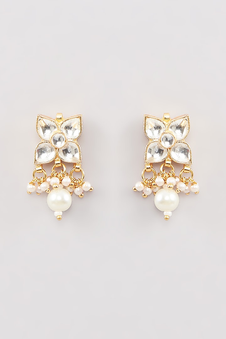 Micro Gold Finish Kundan Polki & Pearl Drop Necklace Set by Namasya at Pernia's Pop Up Shop