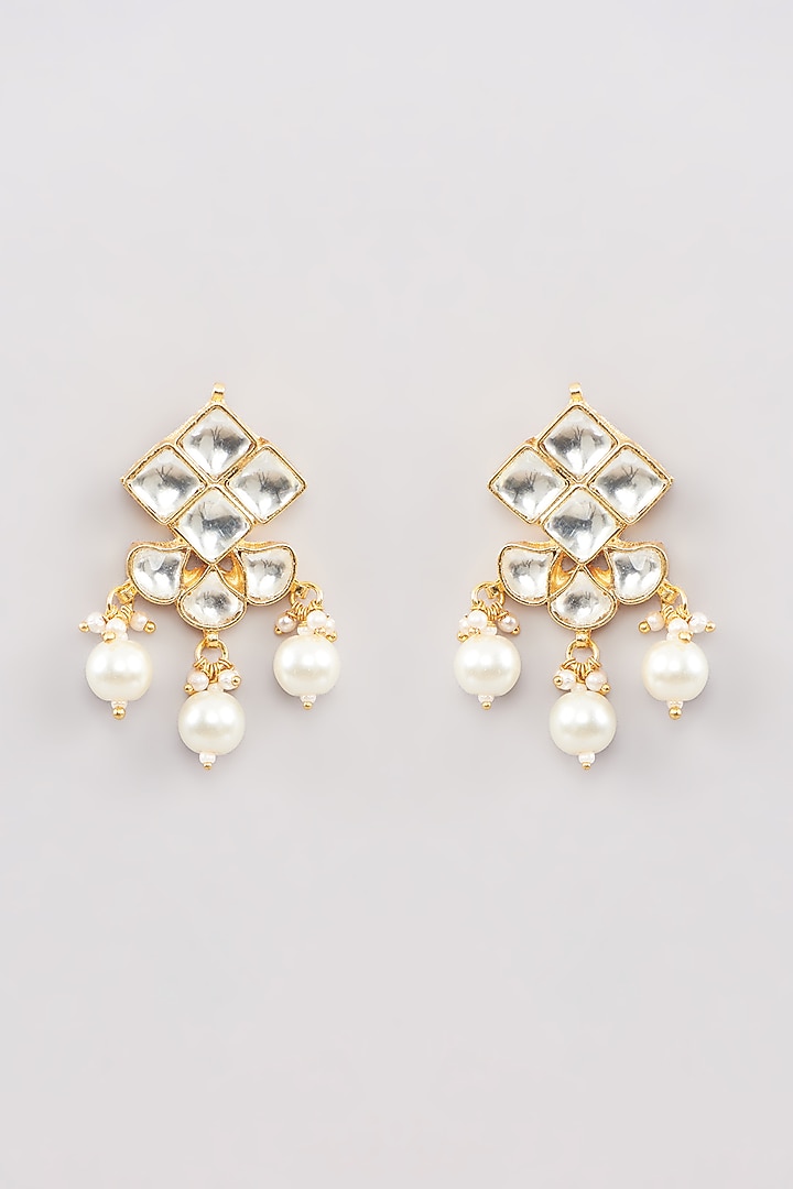 Micro Gold Finish Kundan Polki & Pearl Drop Necklace Set by Namasya at Pernia's Pop Up Shop
