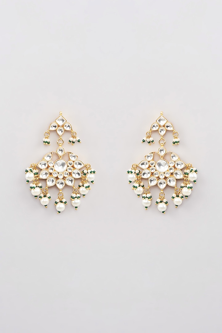 Micro Gold Finish Kundan Polki & Pearl Drop Choker Necklace Set by Namasya at Pernia's Pop Up Shop