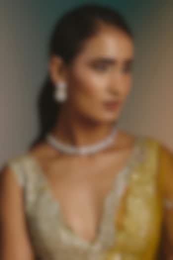 Micro Gold Finish Moissanite Polki Choker Necklace Set by Namasya at Pernia's Pop Up Shop