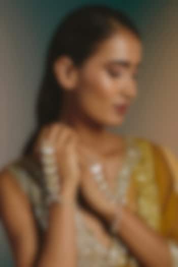Micro Gold Finish Kundan Polki & Mother Of Pearl Haathphool by Namasya at Pernia's Pop Up Shop