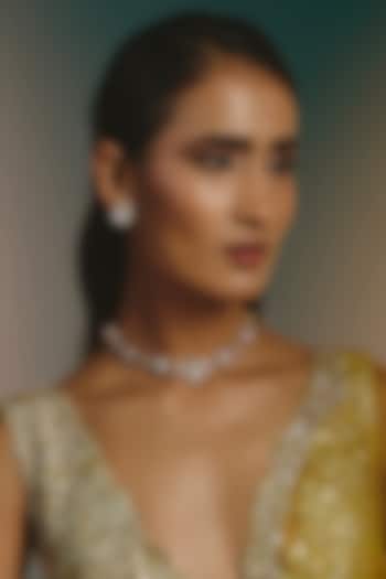 Micro Gold Finish Moissanite Polki Necklace Set by Namasya at Pernia's Pop Up Shop