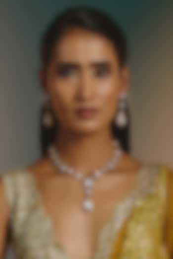 Micro Gold Finish Moissanite Polki Long Necklace Set by Namasya at Pernia's Pop Up Shop