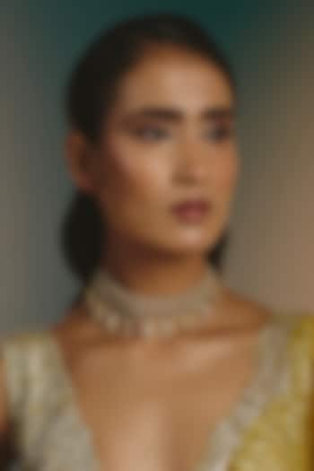 Micro Gold Finish Kundan Polki & Pearl Choker Necklace by Namasya at Pernia's Pop Up Shop