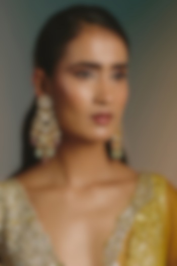 Micro Gold Finish Kundan Polki & Multi-Colored Beaded Dangler Earrings by Namasya at Pernia's Pop Up Shop