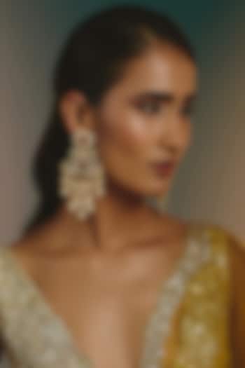 Micro Gold Finish Multi-Colored Kundan Polki & Pearl Drop Dangler Earrings by Namasya at Pernia's Pop Up Shop