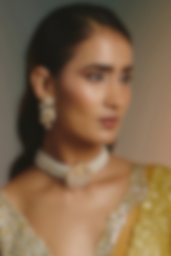 Micro Gold Finish Kundan Polki & Pearl Choker Necklace Set by Namasya at Pernia's Pop Up Shop