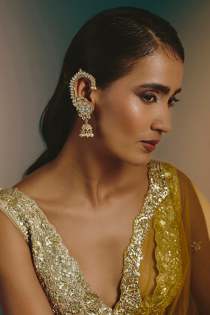 Micro Gold Finish Kundan Polki Earcuffs by Namasya at Pernia's Pop Up Shop