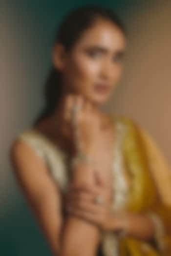 Micro Gold Finish Multi-Colored Kundan Polki Haathphool by Namasya at Pernia's Pop Up Shop