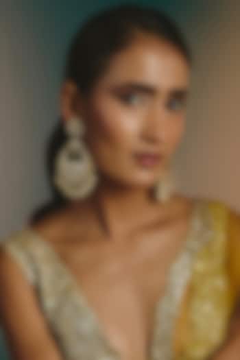 Micro Gold Finish Kundan Polki & Mint Drop Chandbali Earrings by Namasya at Pernia's Pop Up Shop