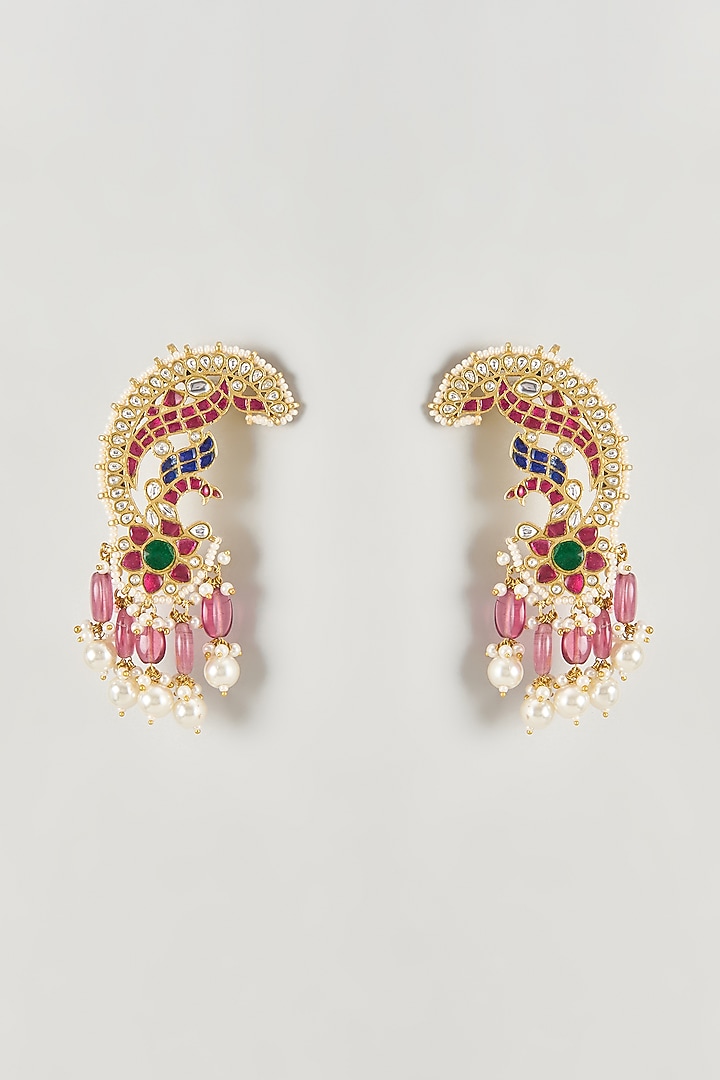 Micro Gold Finish Multi-Colored Kundan Polki Earcuffs by Namasya at Pernia's Pop Up Shop