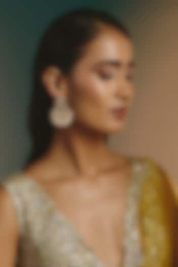 Micro Gold Finish Kundan Polki & Pink Drop Chandbali Earrings by Namasya at Pernia's Pop Up Shop