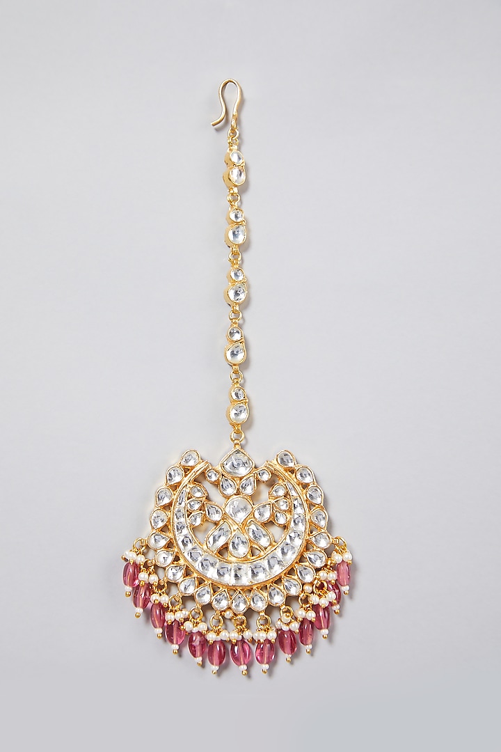 Gold Finish Oversized Maang Tikka by Namasya at Pernia's Pop Up Shop
