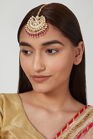 Gold Finish Oversized Maang Tikka by Namasya
