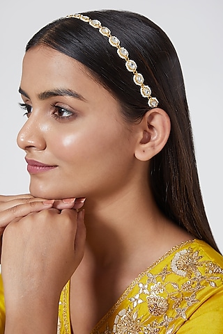 Gold Finish Pearl & Kundan Mathapatti by Namasya