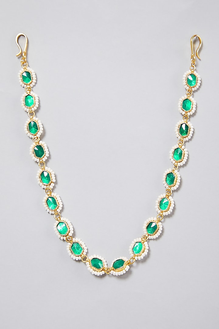 Gold Finish Mathapatti With Kundan by Namasya at Pernia's Pop Up Shop