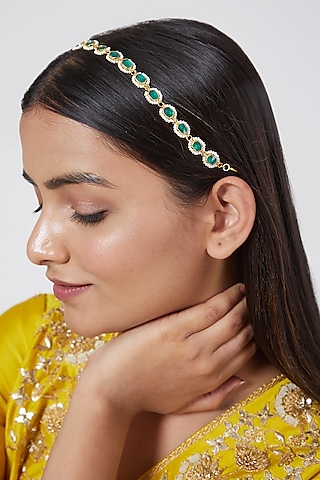 Gold Finish Mathapatti With Kundan by Namasya