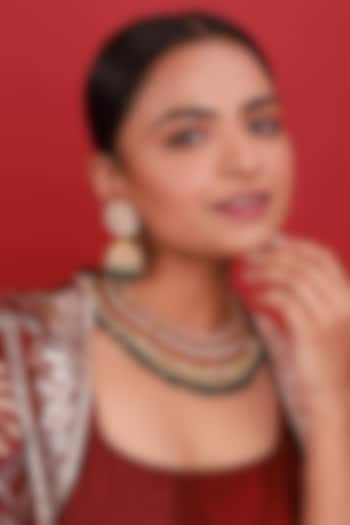 Gold Finish Pink Kundan Polki Necklace Set by Namasya at Pernia's Pop Up Shop