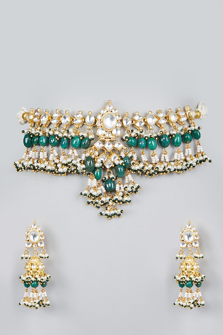 Gold Finish Pearl Necklace Set by Namasya at Pernia's Pop Up Shop