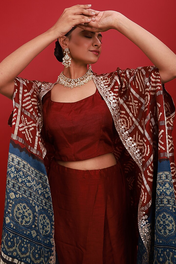 Gold Finish Kundan Polki & Pearl Drop Necklace Set by Namasya at Pernia's Pop Up Shop
