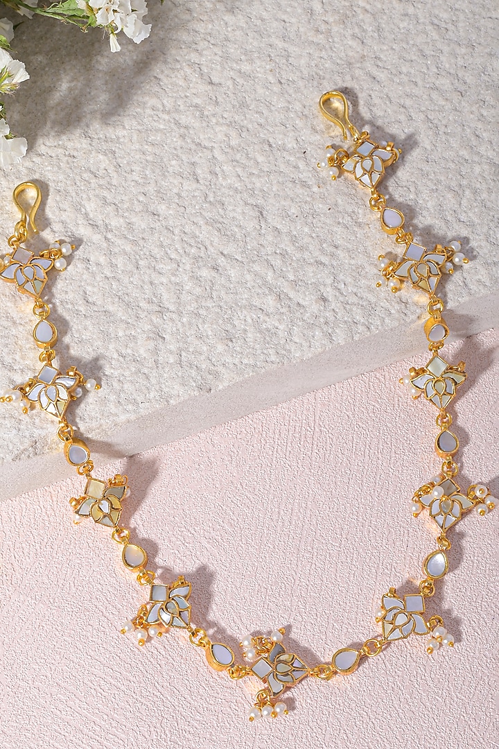 Gold Finish Mother Of Pearl Sheeshphool by Namasya at Pernia's Pop Up Shop