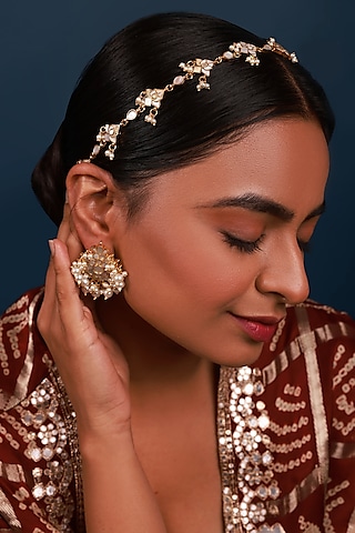Gold Finish Mother Of Pearl Sheeshphool by Namasya