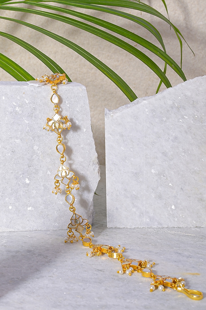 Gold Finish Mother Of Pearl Sheeshphool by Namasya at Pernia's Pop Up Shop